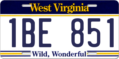 WV license plate 1BE851