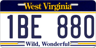 WV license plate 1BE880