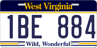 WV license plate 1BE884