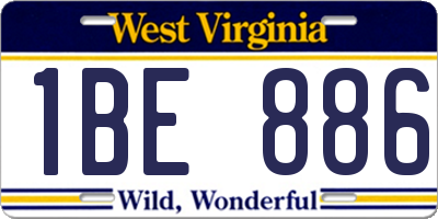 WV license plate 1BE886