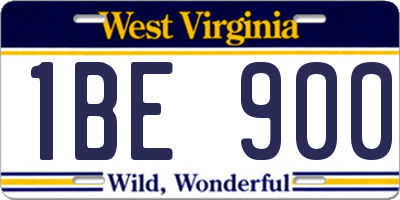 WV license plate 1BE900