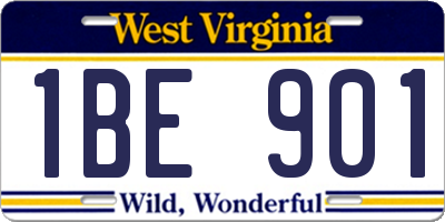 WV license plate 1BE901