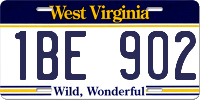 WV license plate 1BE902