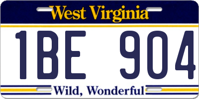 WV license plate 1BE904