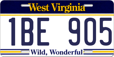 WV license plate 1BE905