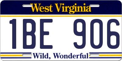 WV license plate 1BE906