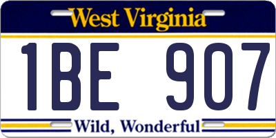 WV license plate 1BE907