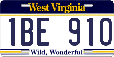 WV license plate 1BE910