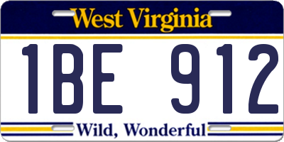 WV license plate 1BE912