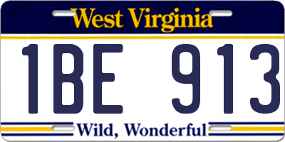 WV license plate 1BE913