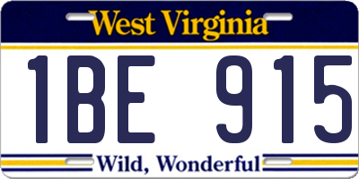WV license plate 1BE915