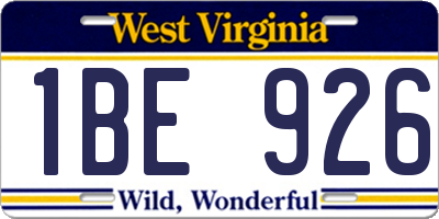 WV license plate 1BE926