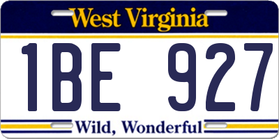 WV license plate 1BE927