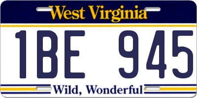 WV license plate 1BE945