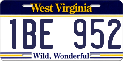 WV license plate 1BE952