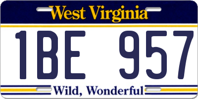 WV license plate 1BE957
