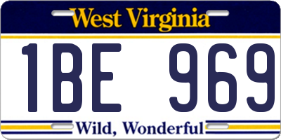 WV license plate 1BE969