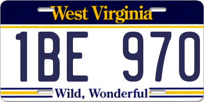 WV license plate 1BE970