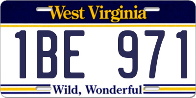 WV license plate 1BE971