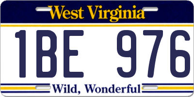 WV license plate 1BE976