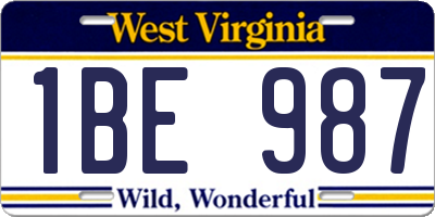 WV license plate 1BE987