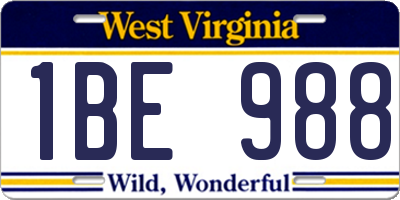 WV license plate 1BE988