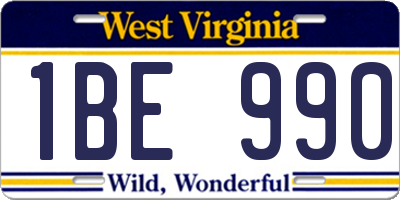 WV license plate 1BE990