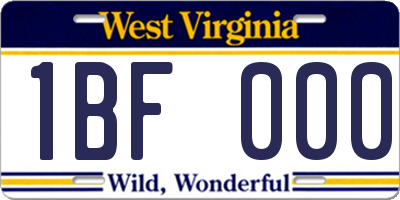 WV license plate 1BF000