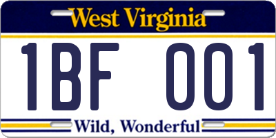 WV license plate 1BF001