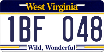 WV license plate 1BF048