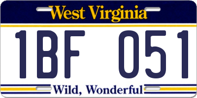 WV license plate 1BF051