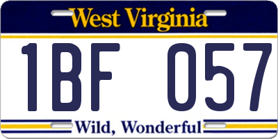 WV license plate 1BF057