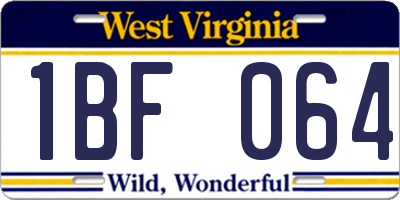 WV license plate 1BF064
