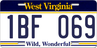 WV license plate 1BF069