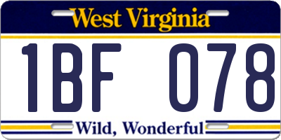WV license plate 1BF078