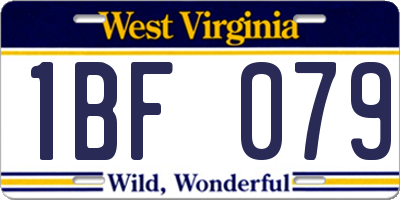 WV license plate 1BF079