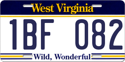 WV license plate 1BF082