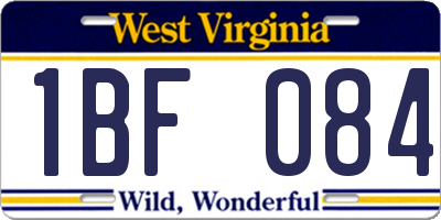 WV license plate 1BF084