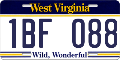 WV license plate 1BF088