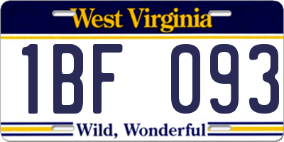 WV license plate 1BF093