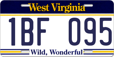 WV license plate 1BF095