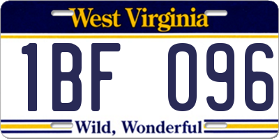 WV license plate 1BF096