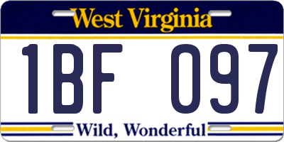 WV license plate 1BF097