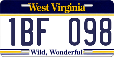 WV license plate 1BF098