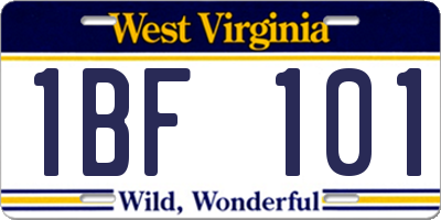 WV license plate 1BF101
