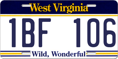 WV license plate 1BF106