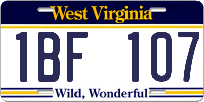 WV license plate 1BF107