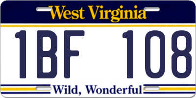WV license plate 1BF108