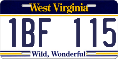 WV license plate 1BF115