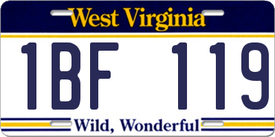 WV license plate 1BF119
